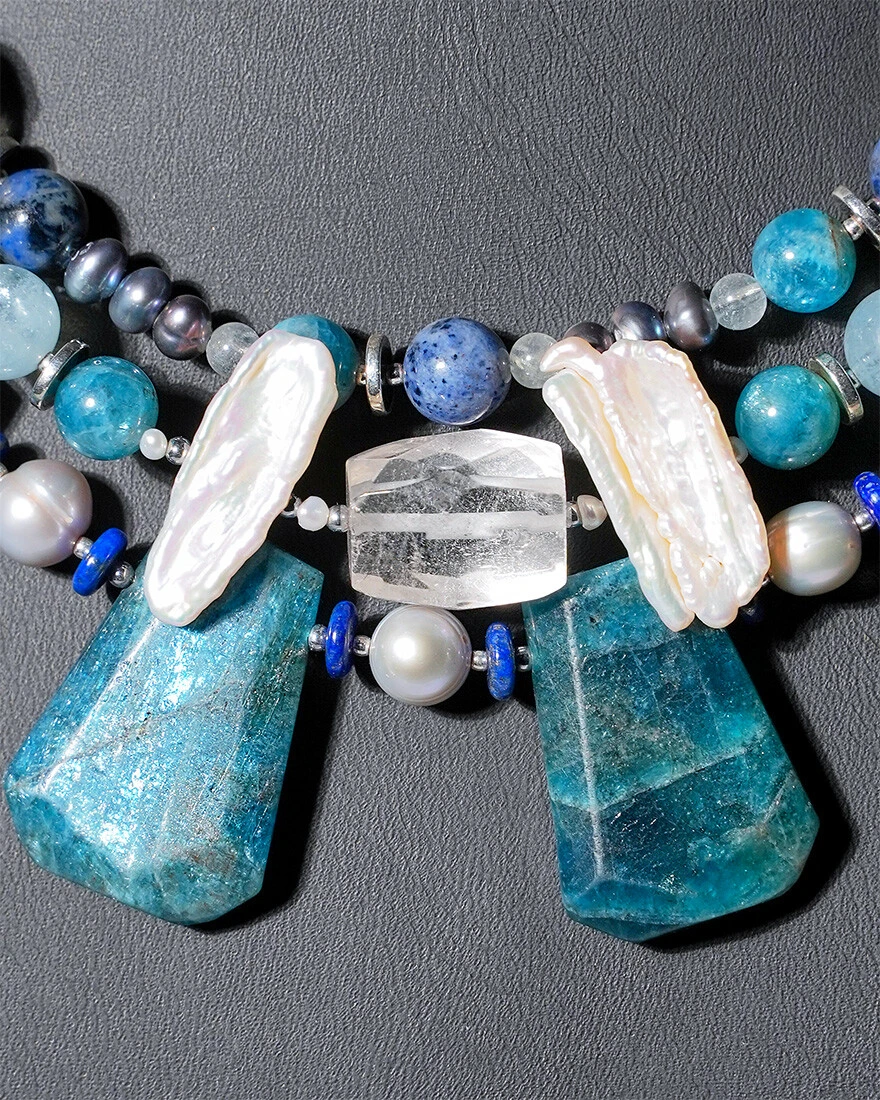 Бусы апатит, жемчуг синего цвета - 42 000 Бусы апатит, жемчуг - мастерская Надежды Бойко