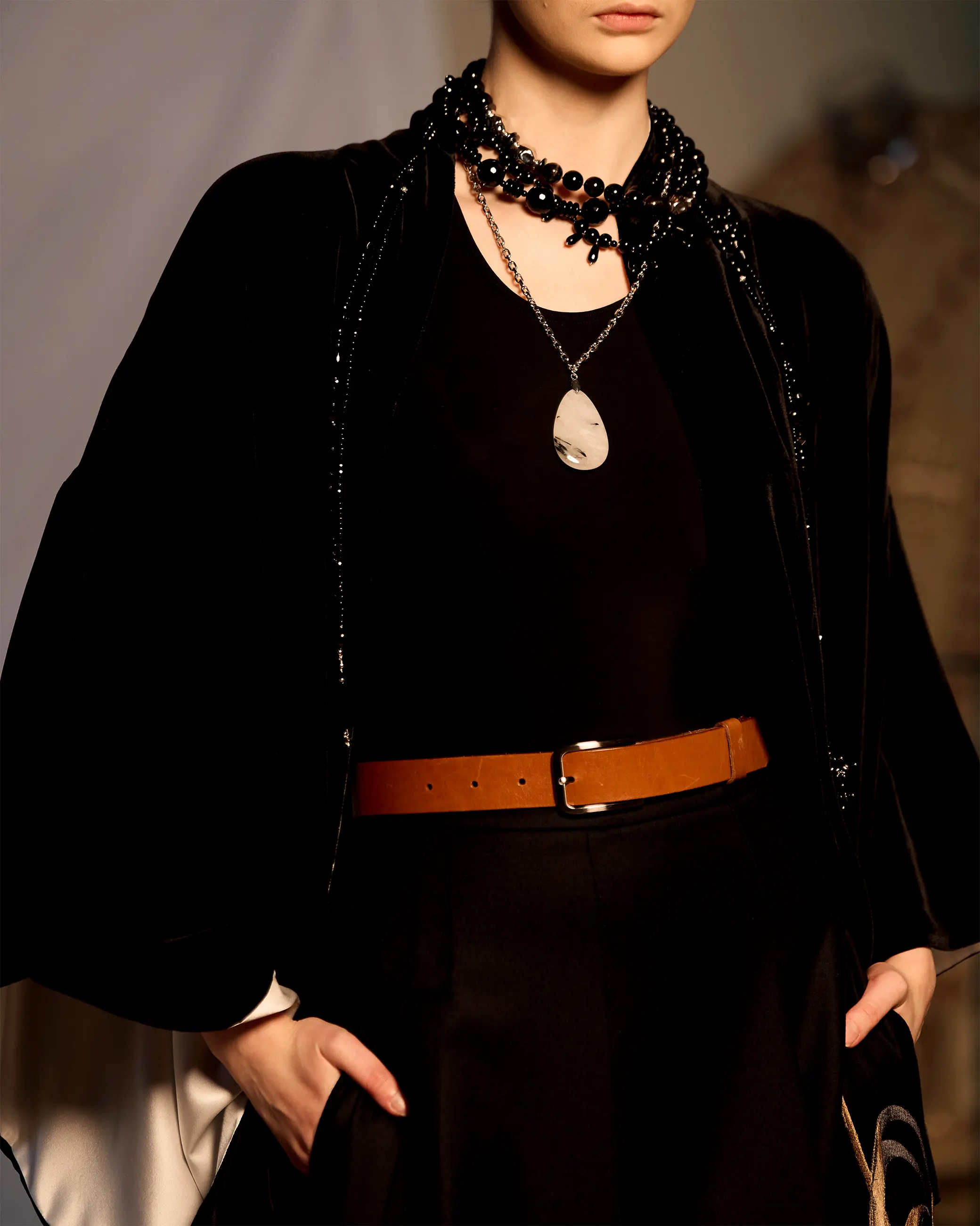 Бусы из черного агата и гагата черного цвета - 48 000 Бусы из черного агата и гагата - мастерская Надежды Бойко