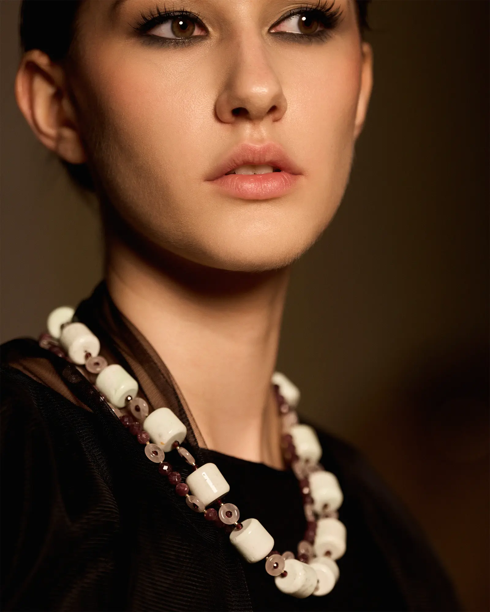 Бусы лепидолит, розовый кварц красного цвета - 75 900 Бусы лепидолит, розовый кварц - мастерская Надежды Бойко