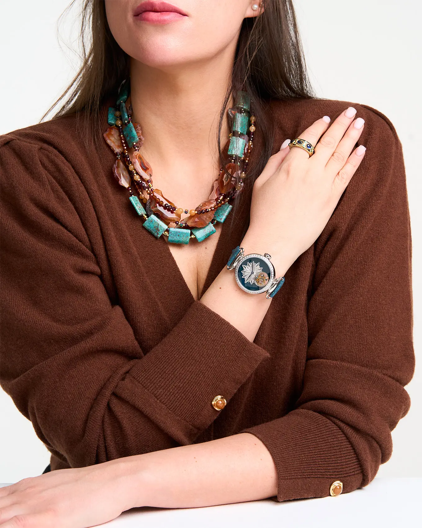 Комплект из сердолика и яшмы голубы цвета Альмандин - 111 220 Комплект из сердолика и яшмы - мастерская Надежды Бойко