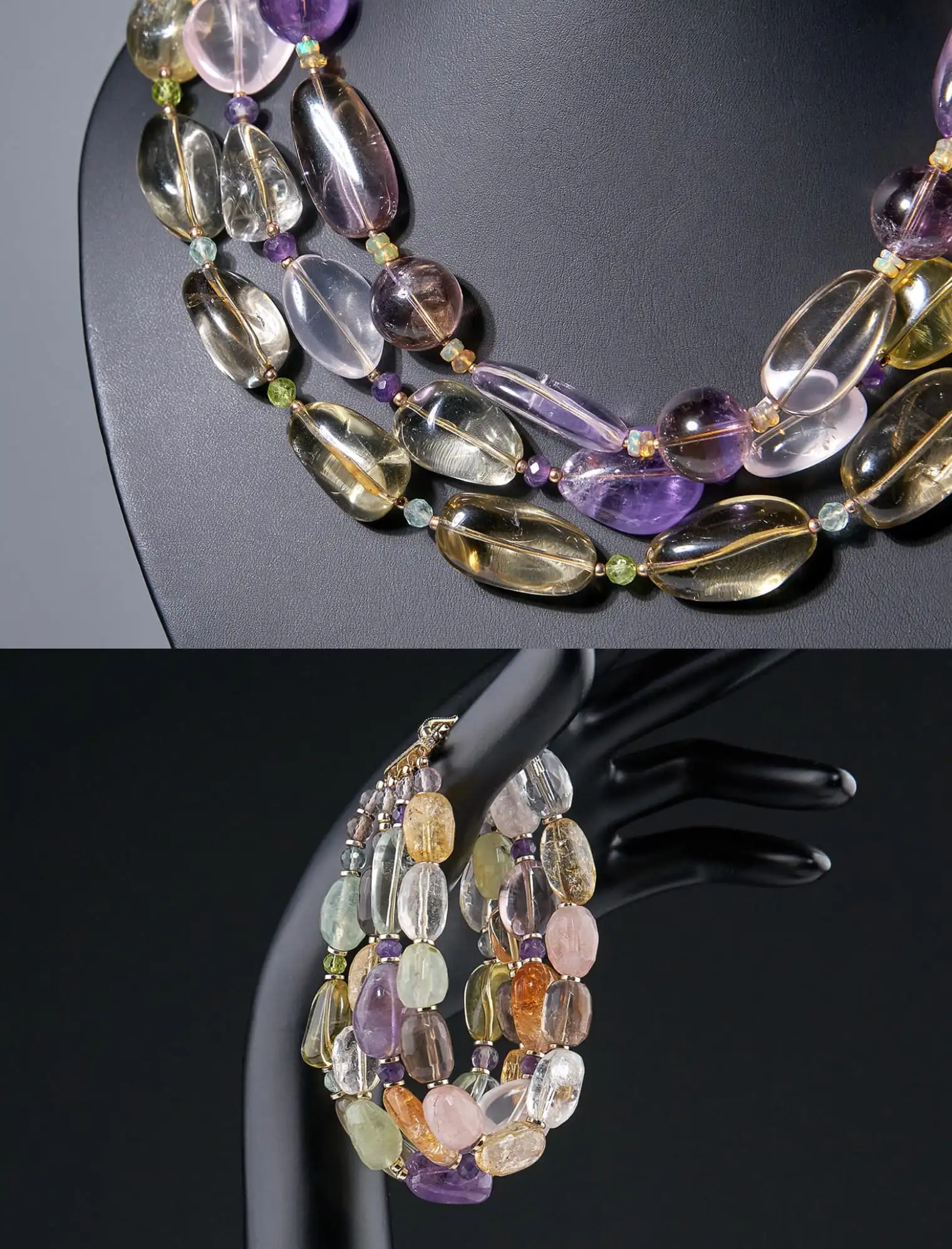 Комплект из кварца "Лето в Портофино" желтого цвета Горный хрусталь - 126 160 Комплект из кварца "Лето в Портофино" - мастерская Надежды Бойко