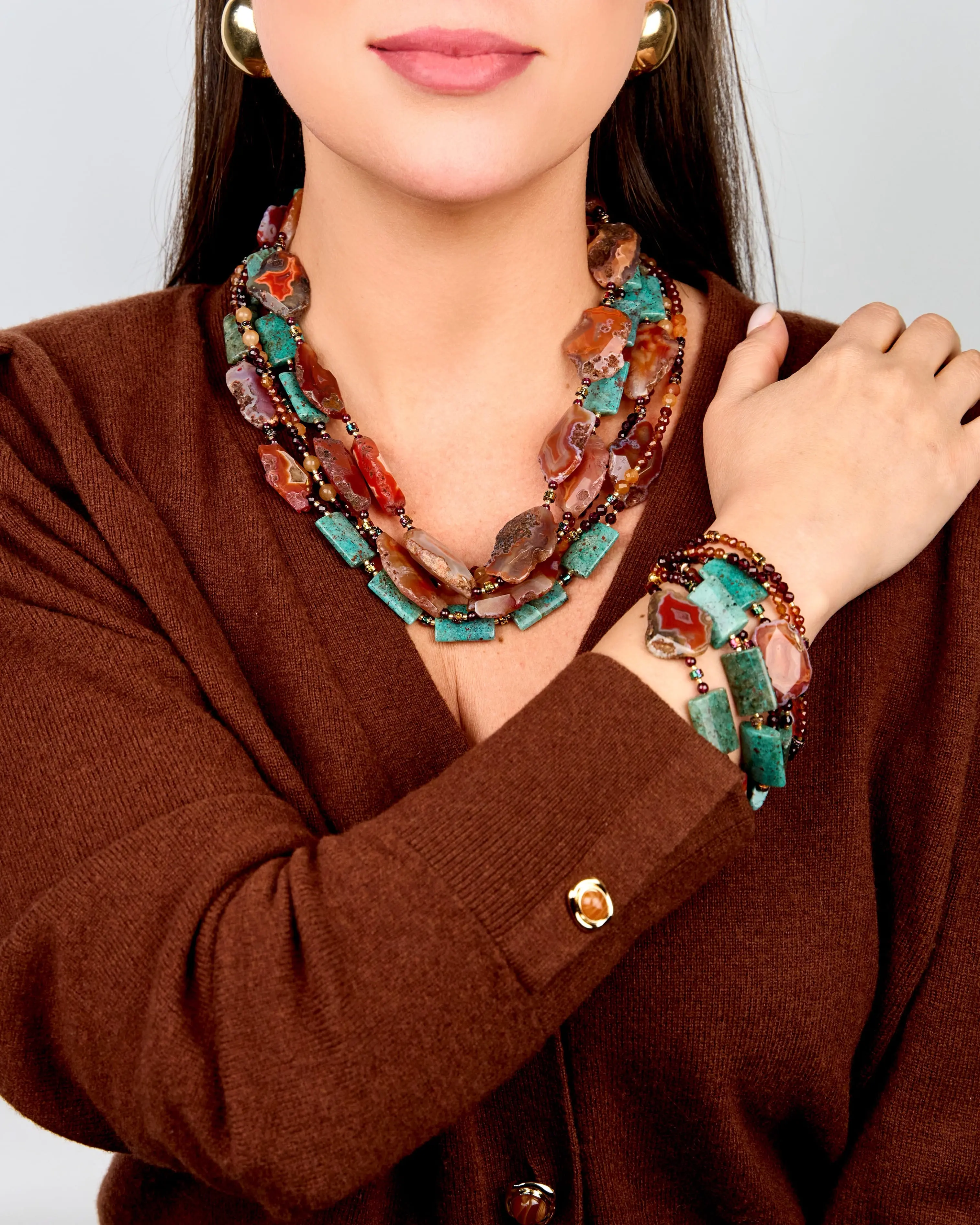 Комплект из сердолика и яшмы оранжевого цвета Оранжевый гранат - 111 220 Комплект из сердолика и яшмы - мастерская Надежды Бойко