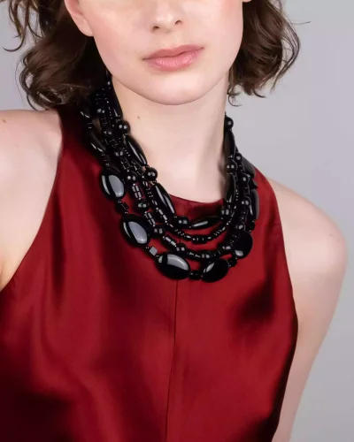 Бусы из черного агата - мастерская Надежды Бойко