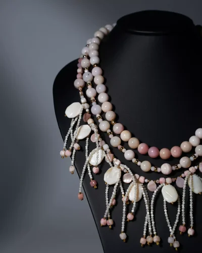 Бусы розовый опал, перламутр - мастерская Надежды Бойко