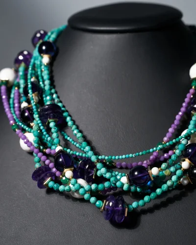 Бусы бирюза, фосфосидерит - мастерская Надежды Бойко