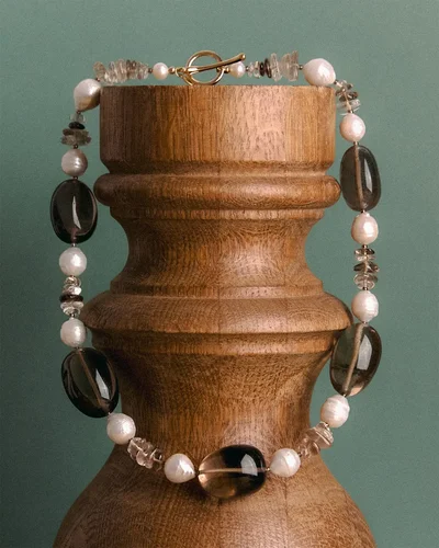 Бусы жемчуг, раухтопаз - мастерская Надежды Бойко