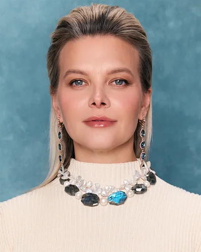 Бусы лабрадорит, жемчуг - мастерская Надежды Бойко