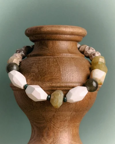 Бусы кахолонг, агат - мастерская Надежды Бойко