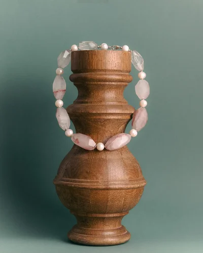 Бусы из крупного кварца и жемчуга - мастерская Надежды Бойко