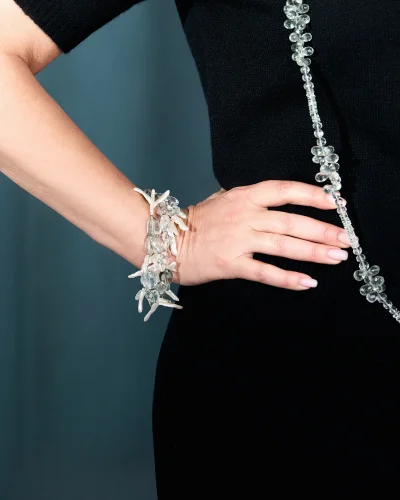 Браслет празиолит с жемчугом бива - мастерская Надежды Бойко