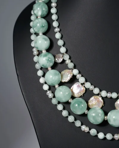 Бусы ангелит, жемчуг - мастерская Надежды Бойко