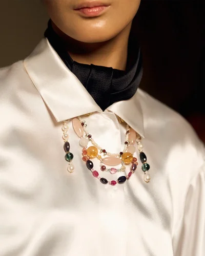 Ожеброшь жемчуг, флюорит, розовый кварц - мастерская Надежды Бойко