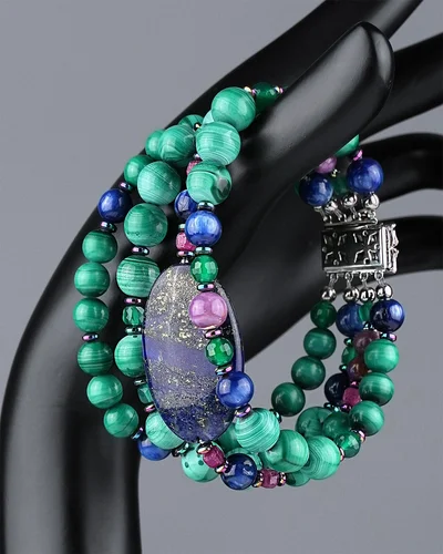 Браслет малахит, фосфосидерит - мастерская Надежды Бойко