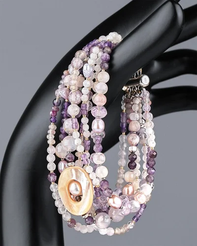 Браслет аметист, перламутр, жемчуг - мастерская Надежды Бойко