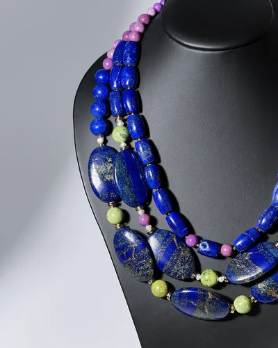 Бусы лазурит, фосфосидерит - мастерская Надежды Бойко
