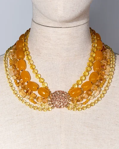 Колье цитрин, жадеит - мастерская Надежды Бойко