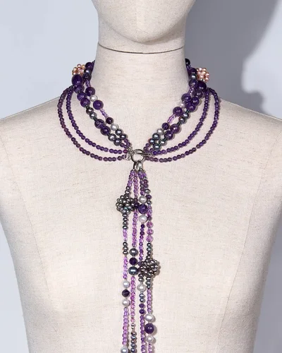 Бусы из аметиста и жемчуга - мастерская Надежды Бойко