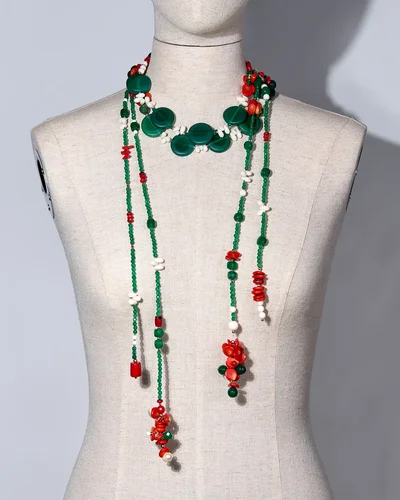 Бусы коралл, халцедон - мастерская Надежды Бойко