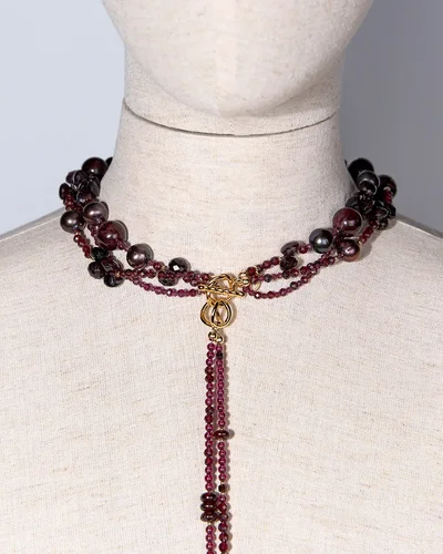 Бусы из граната и жемчуга - мастерская Надежды Бойко