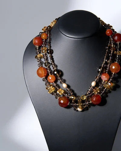 Бусы раухтопаз, цитрин, сердолик - мастерская Надежды Бойко