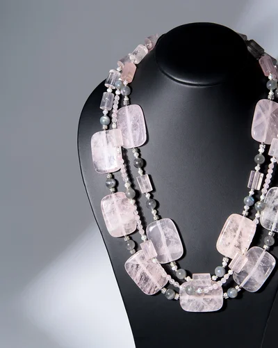 Бусы розовый кварц, лабрадорит - мастерская Надежды Бойко