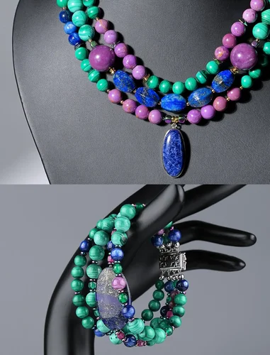 Комплект из малахита "Весенний" - мастерская Надежды Бойко