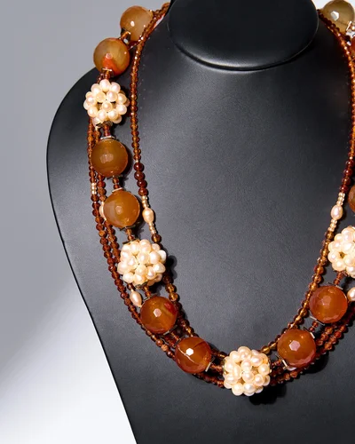 Бусы гранат, сердолик и жемчуг - мастерская Надежды Бойко