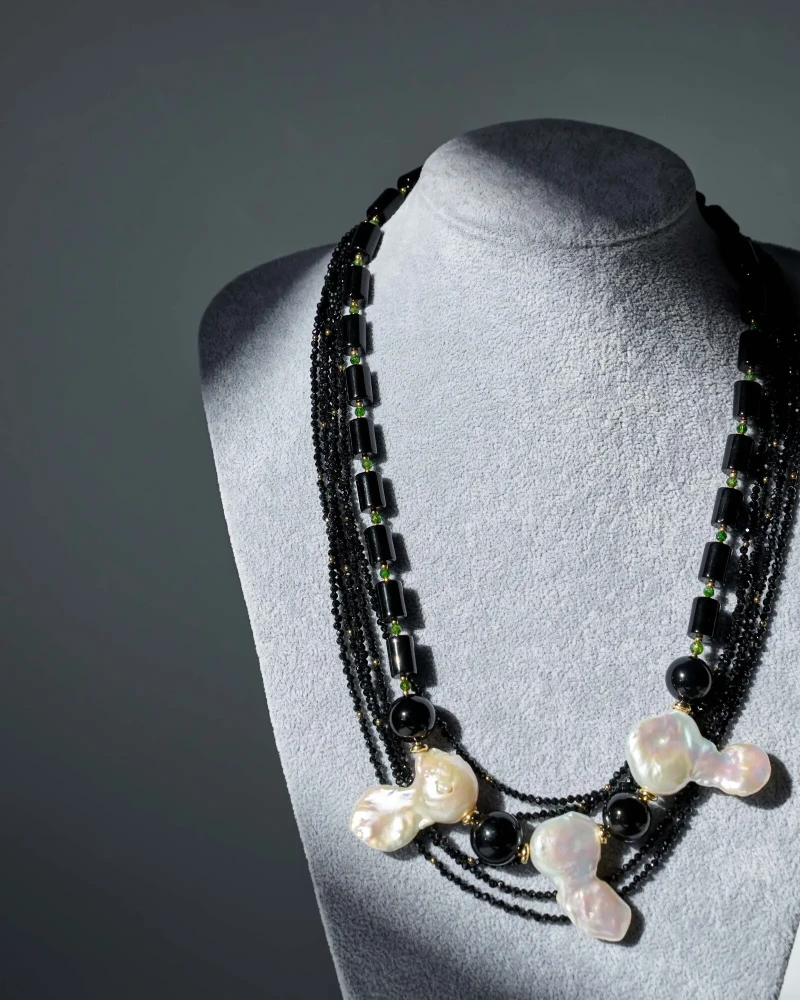 Бусы жемчуг, турмалин - мастерская Надежды Бойко