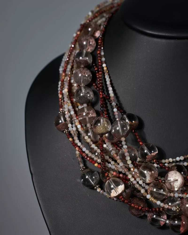 Бусы кварц с хлоритом - мастерская Надежды Бойко