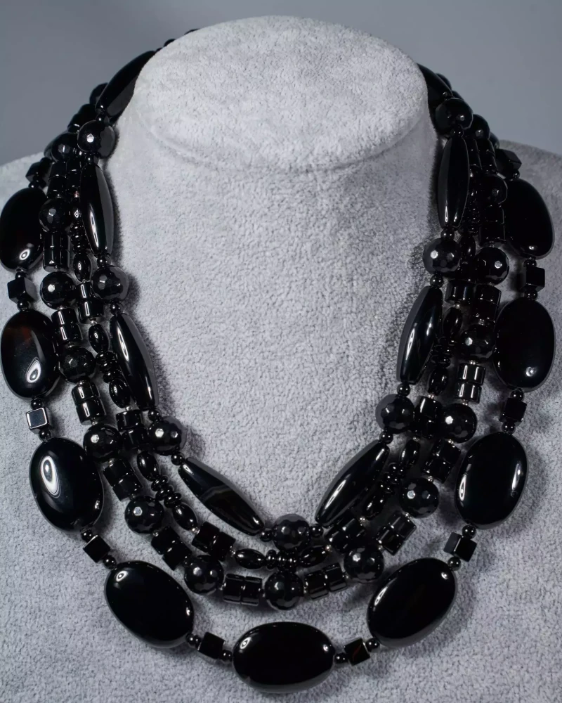 Бусы из черного агата - мастерская Надежды Бойко