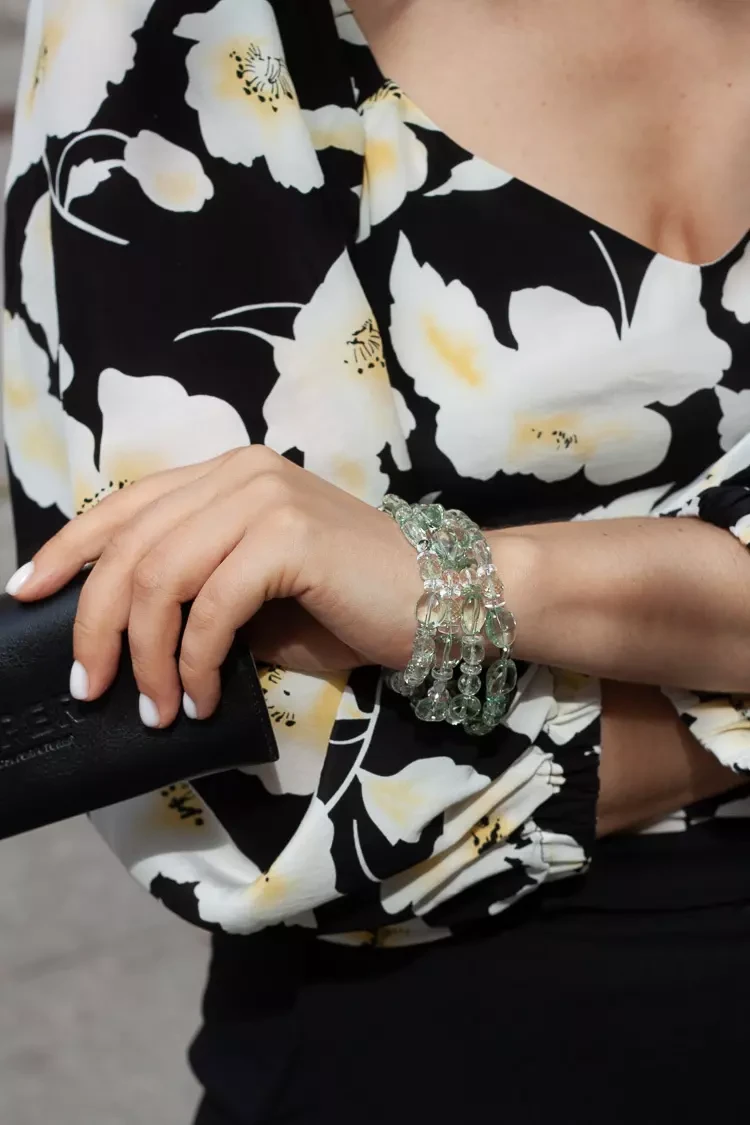 Браслет празиолит, горный хрусталь - мастерская Надежды Бойко