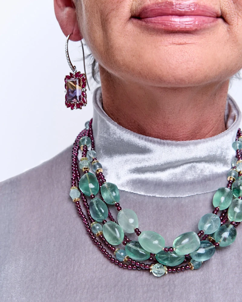 Бусы гранат, флюорит - мастерская Надежды Бойко