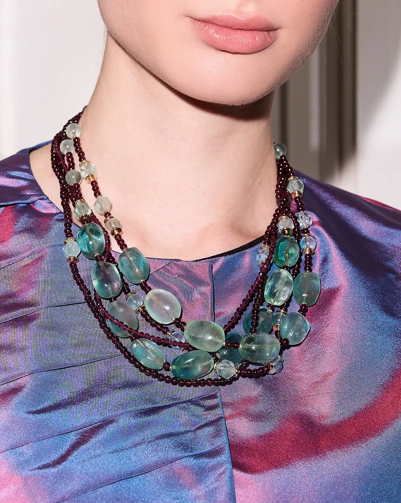 Бусы гранат, флюорит - мастерская Надежды Бойко