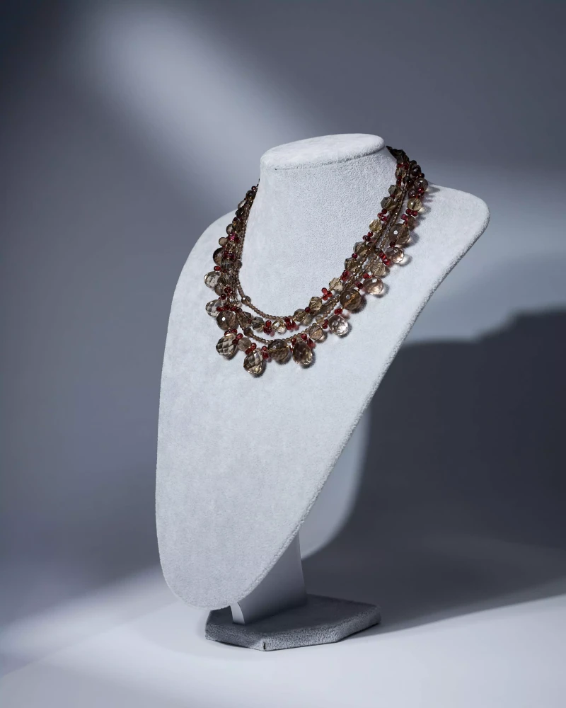 Бусы раухтопаз, гранат - мастерская Надежды Бойко