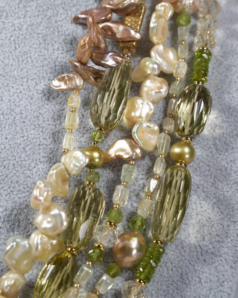 цитрин, жемчуг, хризолит - мастерская Надежды Бойко