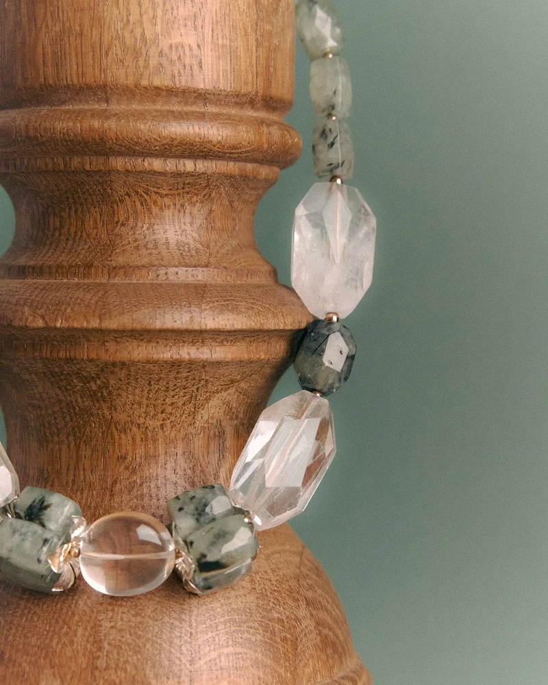 Бусы горный хрусталь, пренит - мастерская Надежды Бойко