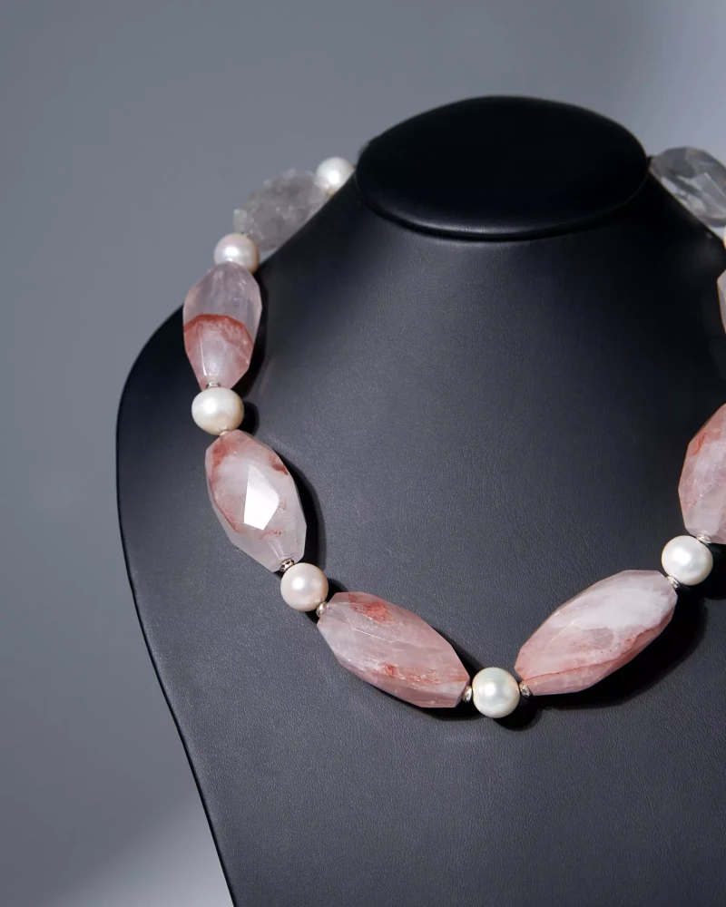 Бусы из крупного кварца и жемчуга - мастерская Надежды Бойко