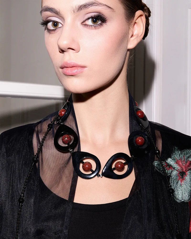 Бусы из турмалина и красной яшмы - мастерская Надежды Бойко