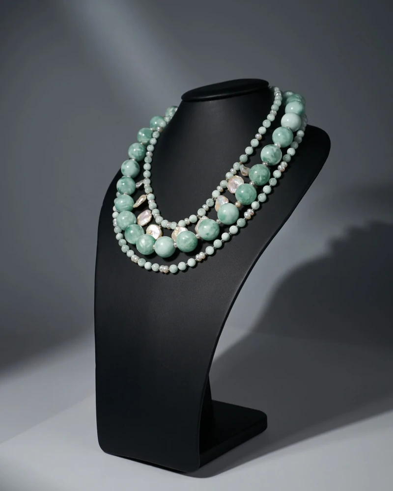 Бусы ангелит, жемчуг - мастерская Надежды Бойко