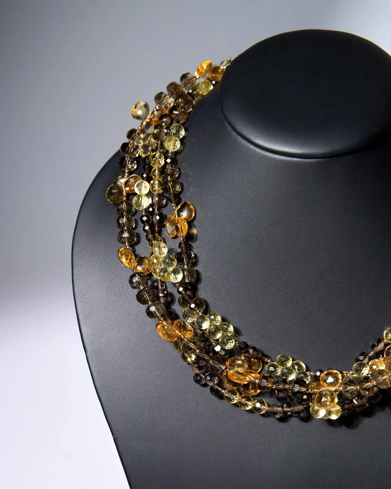Многорядные бусы раухтопаз, цитрин - мастерская Надежды Бойко