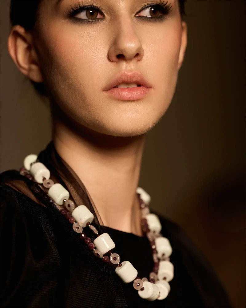 Бусы лепидолит, розовый кварц - мастерская Надежды Бойко