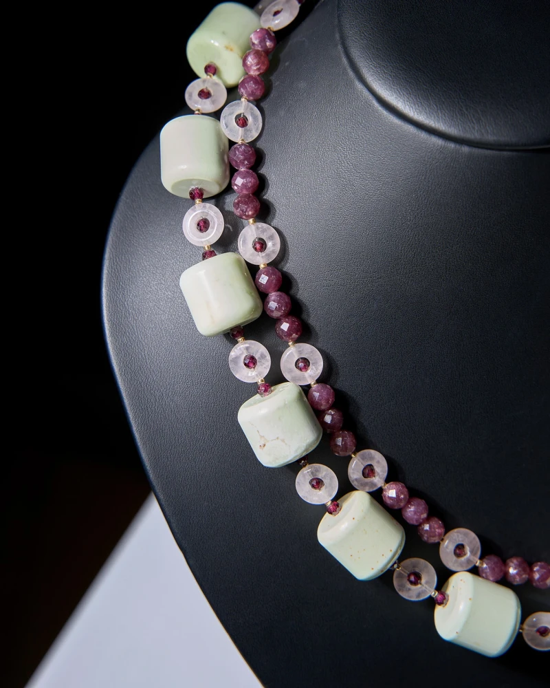 Бусы лепидолит, розовый кварц - мастерская Надежды Бойко