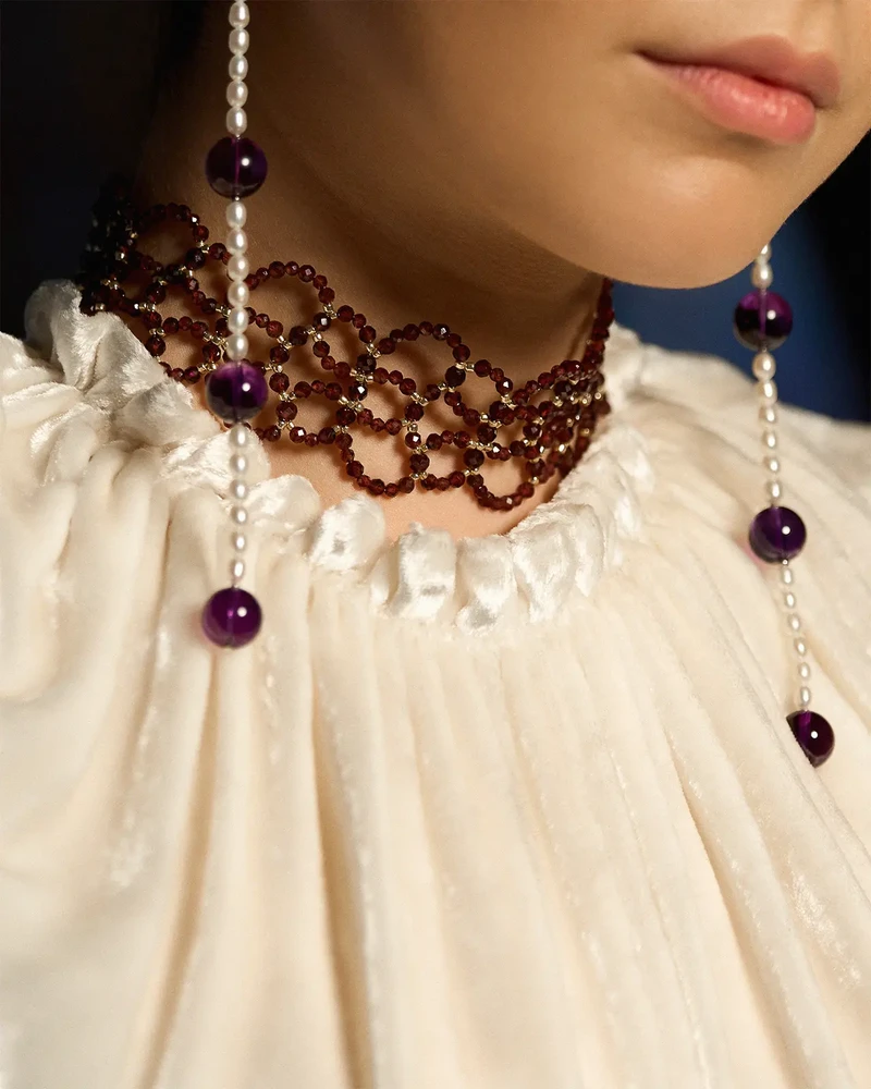 Чокер из граната - мастерская Надежды Бойко