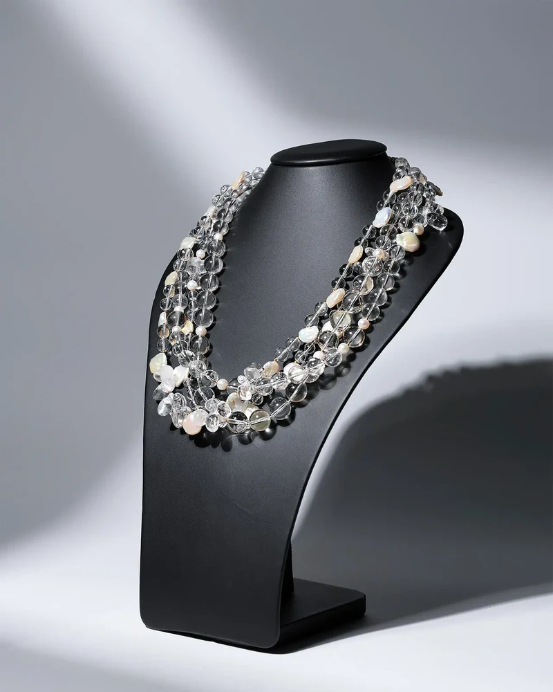 Бусы из горного хрусталя и жемчуга Кеши - мастерская Надежды Бойко