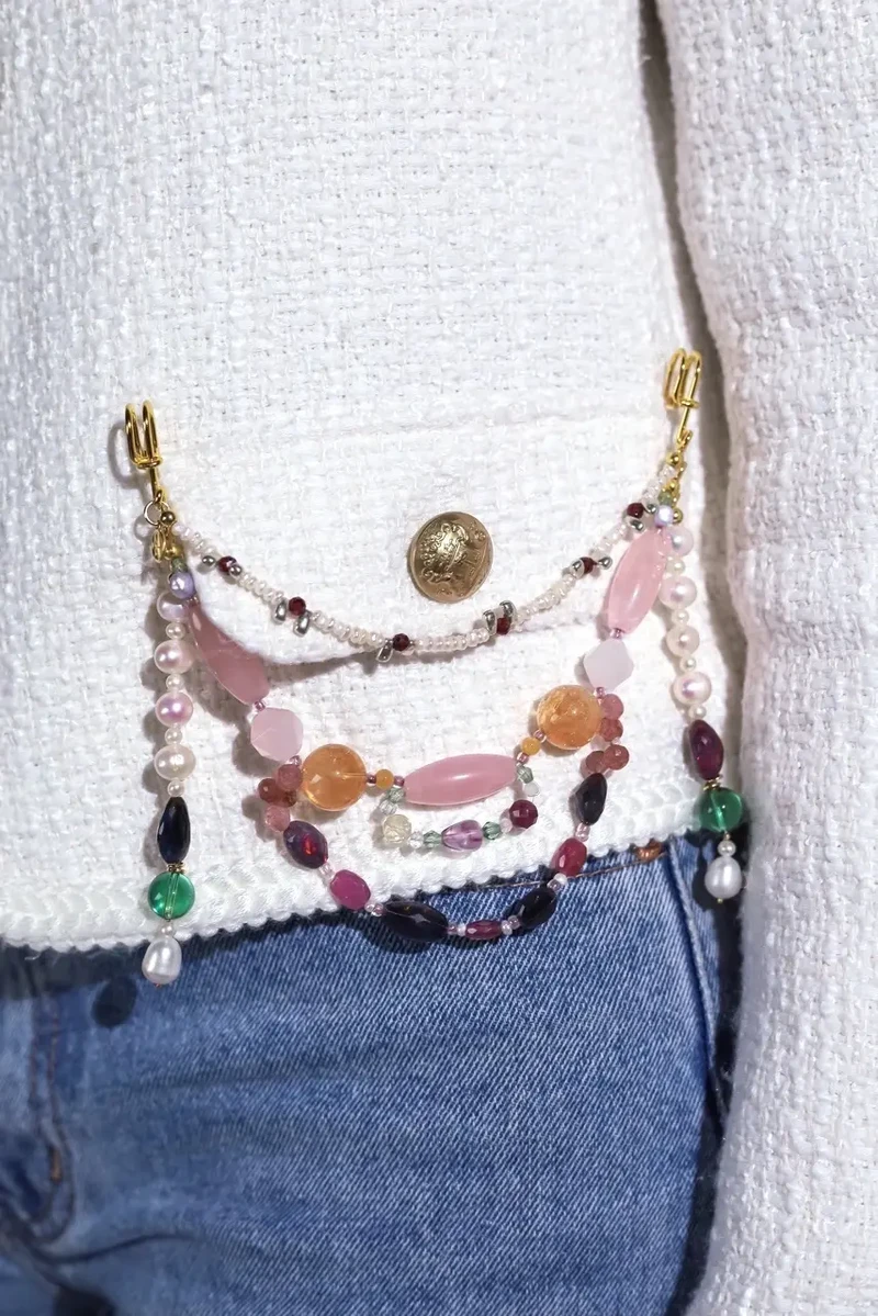 Ожеброшь жемчуг, флюорит, розовый кварц - мастерская Надежды Бойко