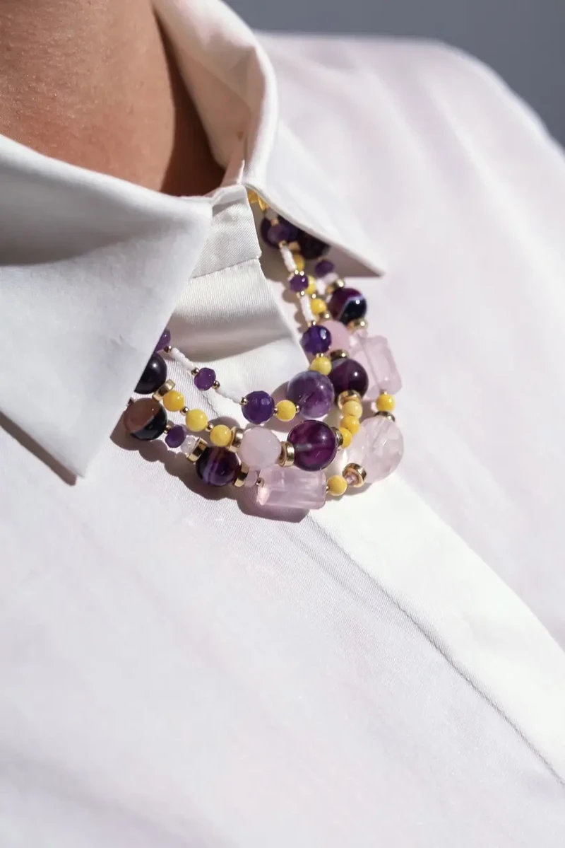 Ожеброшь из аметиста, агата, розового кварца - мастерская Надежды Бойко