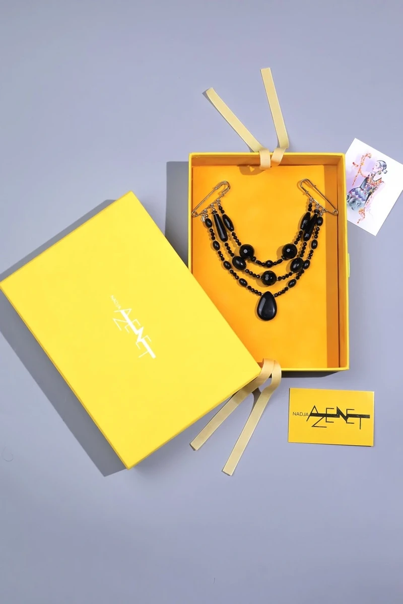 Ожеброшь черный агат и гагат - мастерская Надежды Бойко