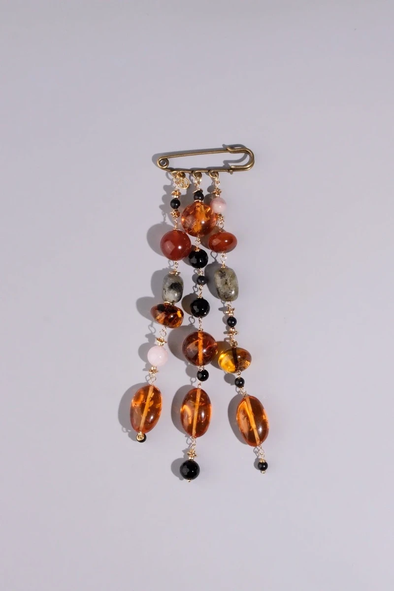 Ожеброшь из янтаря и лабрадорита - мастерская Надежды Бойко