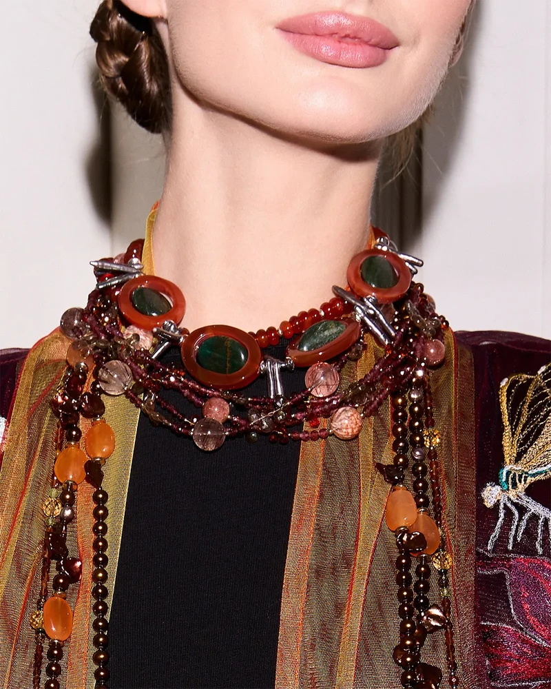 Бусы гранат, рутиловый кварц - мастерская Надежды Бойко