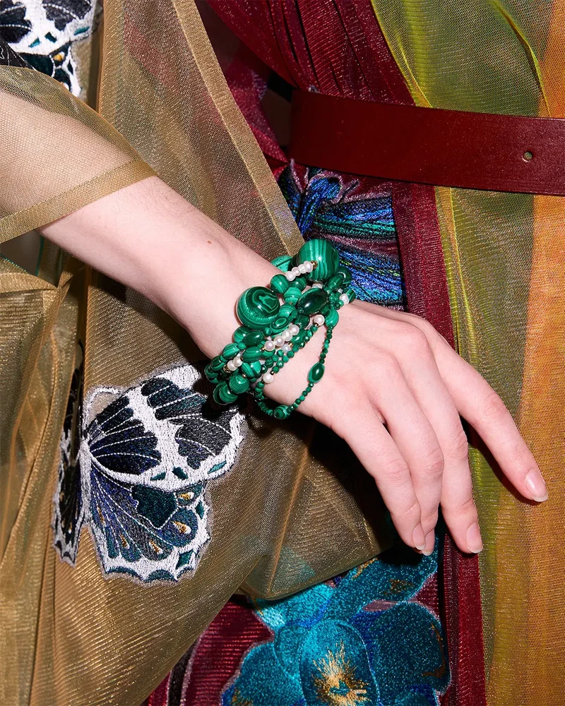 Браслет малахит, жемчуг - мастерская Надежды Бойко